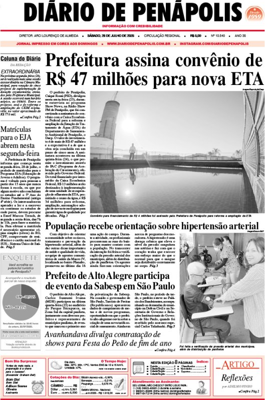 Capa do jornal DIÁRIO impresso deste sábado (26)