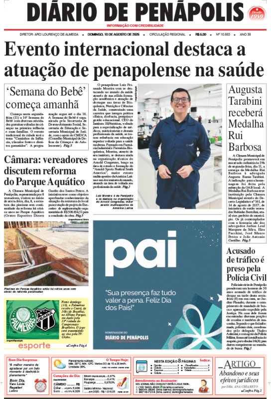 Capa do jornal DIÁRIO impresso deste domingo (10)