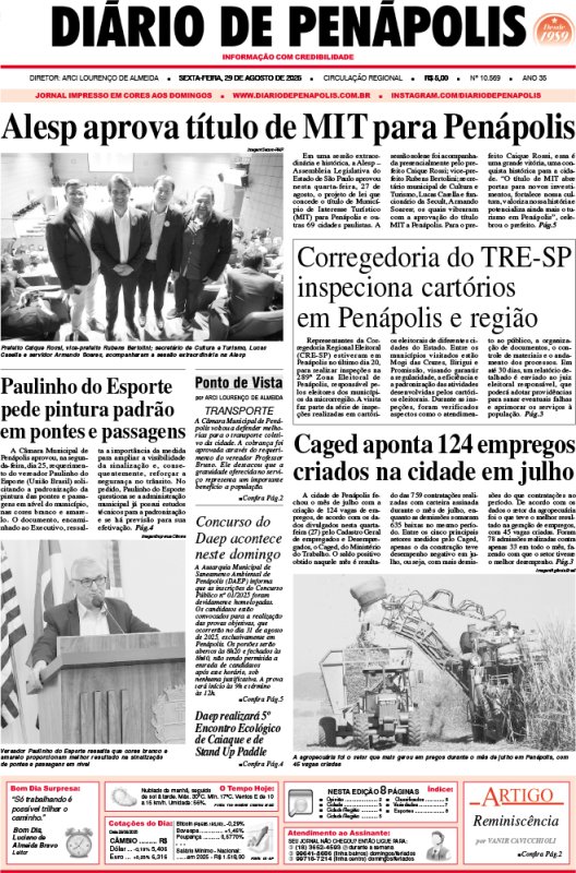 Capa do jornal DIÁRIO impresso desta sexta-feira (29)