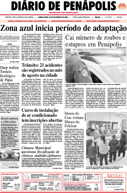 Capa do jornal DIÁRIO impresso desta quinta-feira (04)