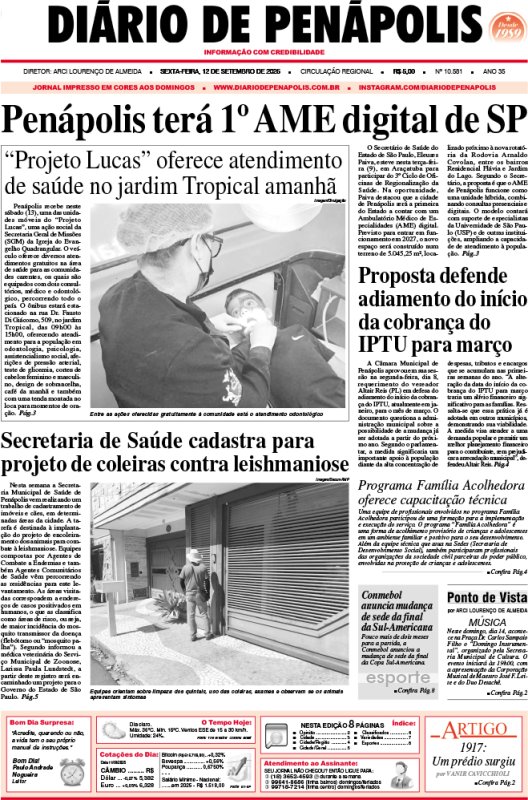 Capa do jornal DIÁRIO impresso desta sexta-feira (12)