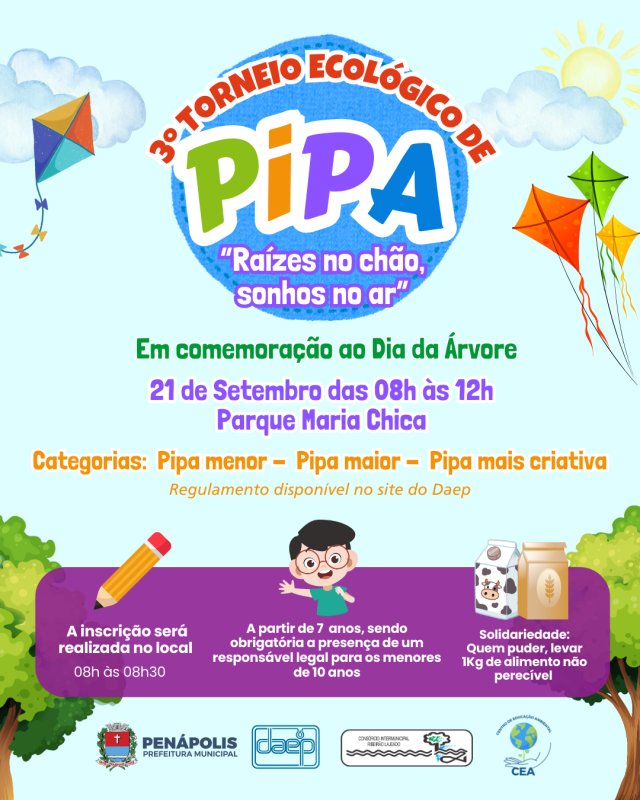 Daep realiza hoje o 3º Torneio Ecológico de Pipas no Parque Maria Chica