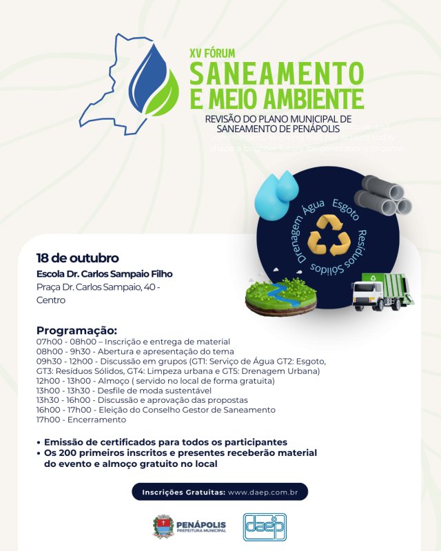 Daep realiza fórum com foco na Revisão do Plano Municipal de Saneamento de Penápolis