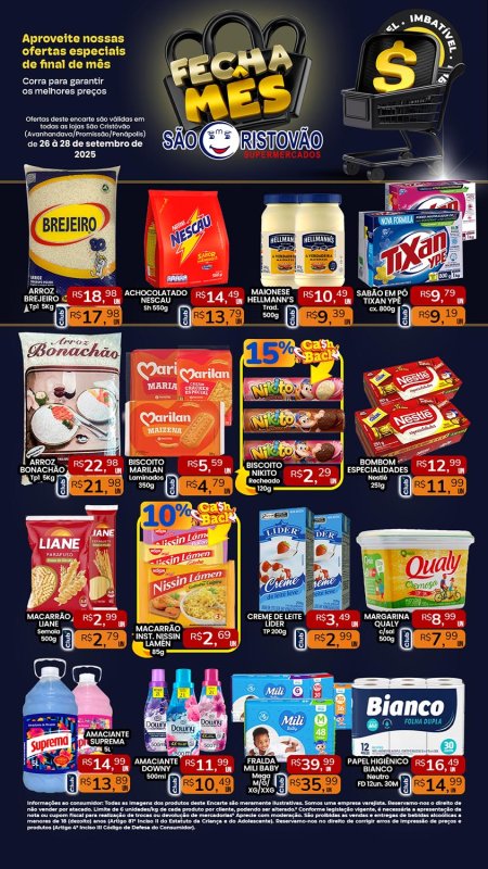 PRINCIPAIS OFERTAS DESTE FIM DE SEMANA DO SÃO CRISTÓVÃO SUPERMERCADOS - 26/09 a 28/09
