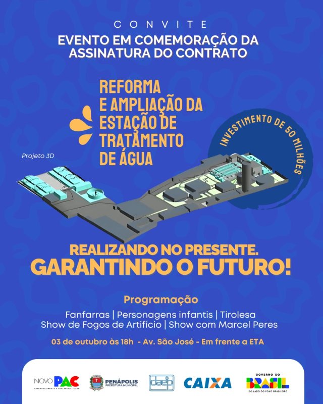 Prefeitura de Penápolis convida para evento comemorativo ao projeto da nova ETA
