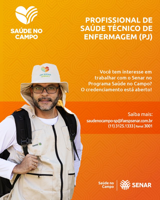 Programa Saúde no Campo chega em breve a Penápolis e busca enfermeiros e técnicos de enfermagem