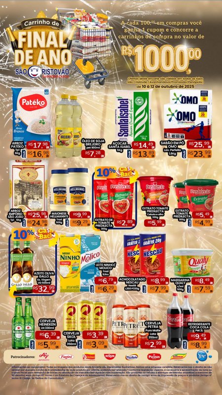 PRINCIPAIS OFERTAS DESTE FIM DE SEMANA DO SÃO CRISTÓVÃO SUPERMERCADOS - 10/10 a 12/10