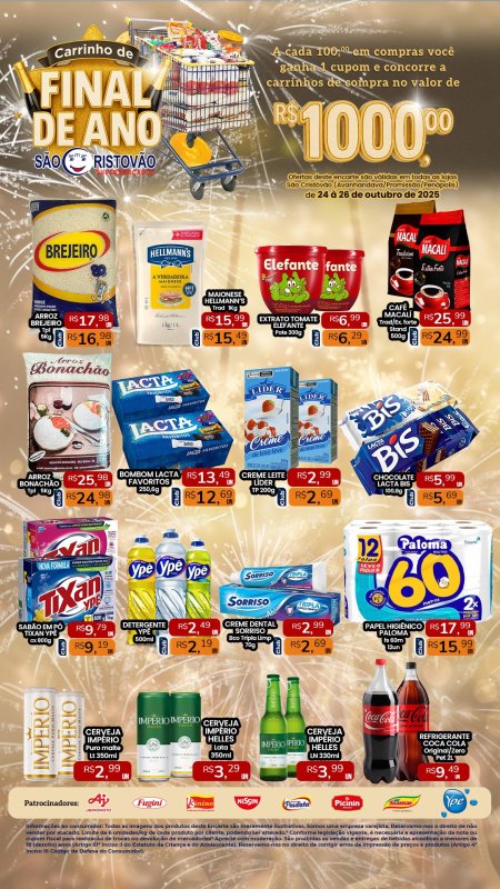 PRINCIPAIS OFERTAS DESTE FIM DE SEMANA DO SÃO CRISTÓVÃO SUPERMERCADOS - 24/10 a 26/10