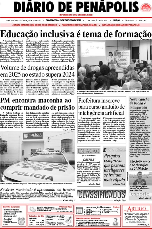 Capa do jornal DIÁRIO impresso desta quarta-feira (29)