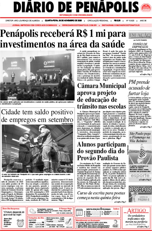 Capa do jornal DIÁRIO impresso desta quarta-feira (05)