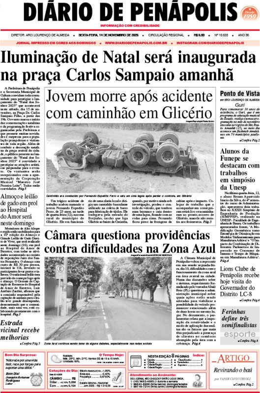Capa do jornal DIÁRIO impresso desta sexta-feira (14)