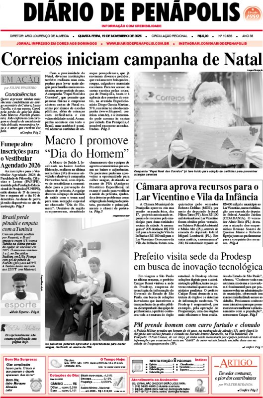 Capa do jornal DIÁRIO impresso desta quarta-feira (19)