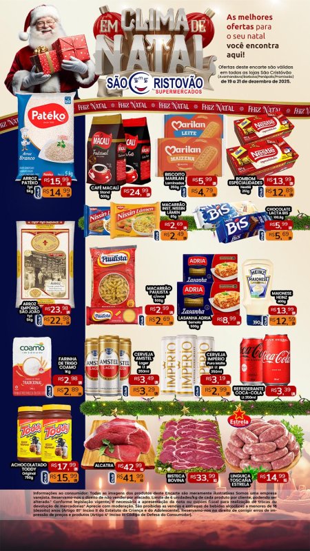 PRINCIPAIS OFERTAS DESTE FIM DE SEMANA DO SÃO CRISTÓVÃO SUPERMERCADOS - 19/12 a 21/12