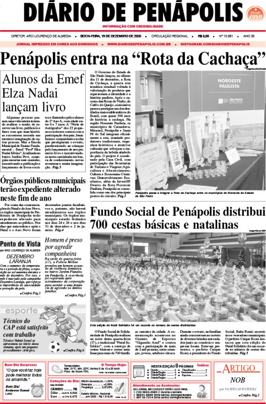 Capa do jornal DIÁRIO impresso desta sexta-feira (19)