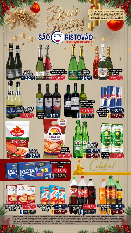 PRINCIPAIS OFERTAS DESTE FIM DE SEMANA DO SÃO CRISTÓVÃO SUPERMERCADOS - 26/12 a 28/12