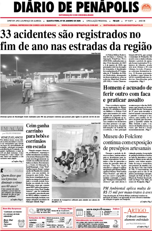 Capa do jornal DIÁRIO impresso desta quarta-feira (07)