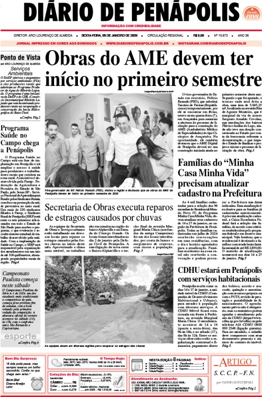 Capa do jornal DIÁRIO impresso desta sexta-feira (09)