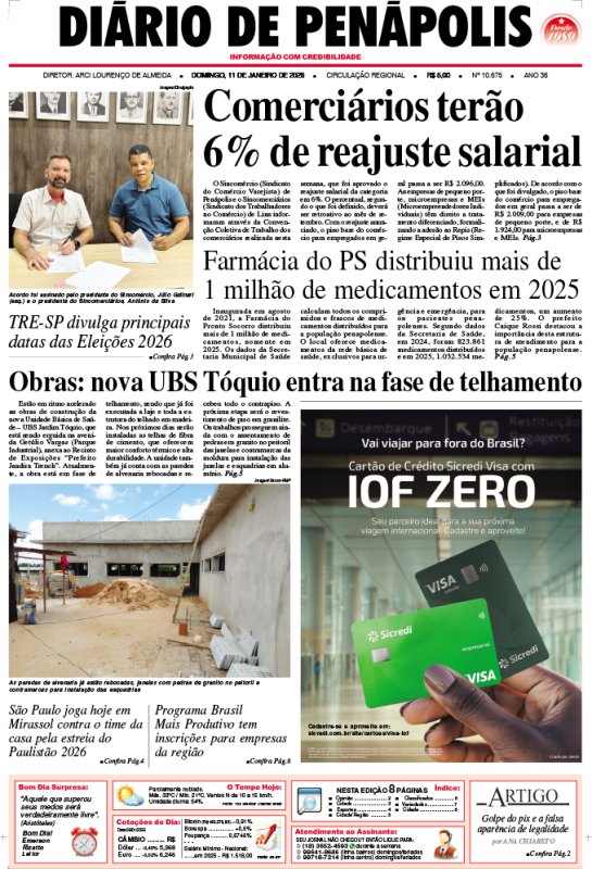 Capa do jornal DIÁRIO impresso deste domingo (11)