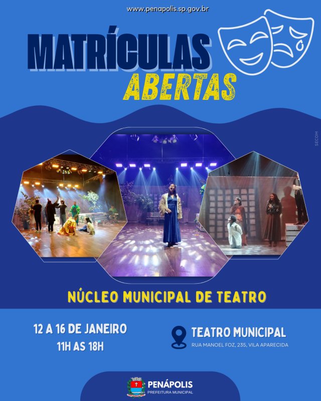 Matrículas para Núcleo Municipal de Teatro terminam hoje