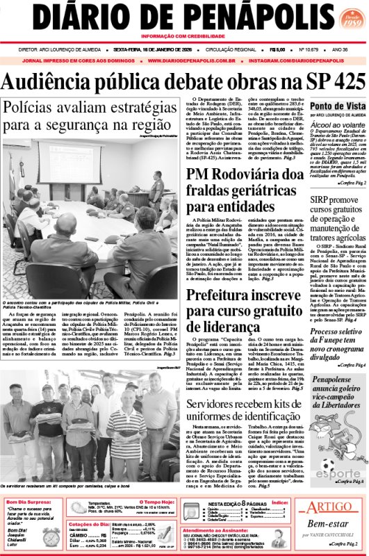 Capa do jornal DIÁRIO impresso desta sexta-feira (16)