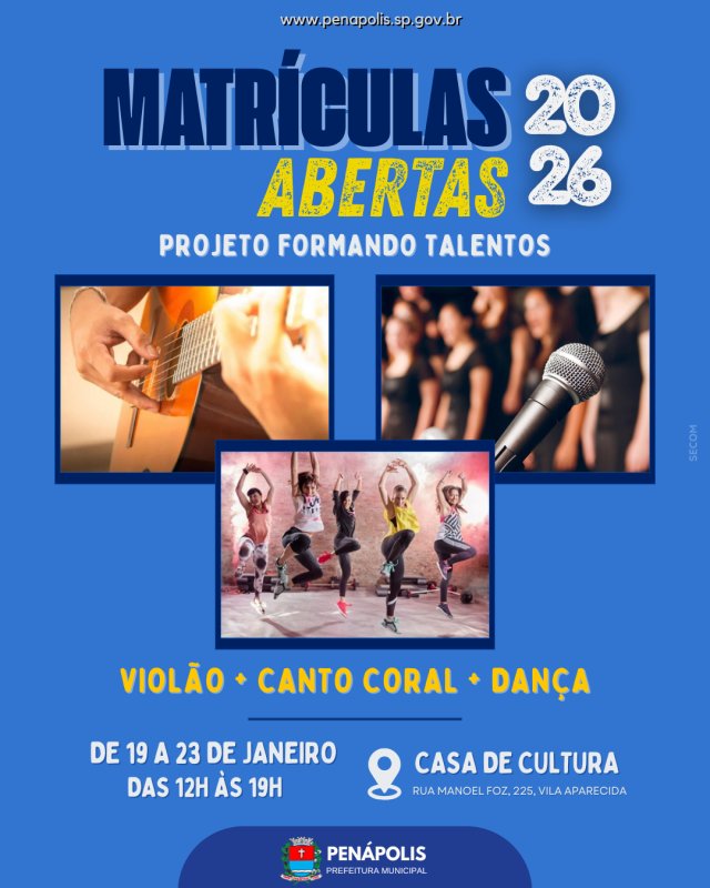 Matrículas para aulas de violão, canto coral e dança terminam amanhã