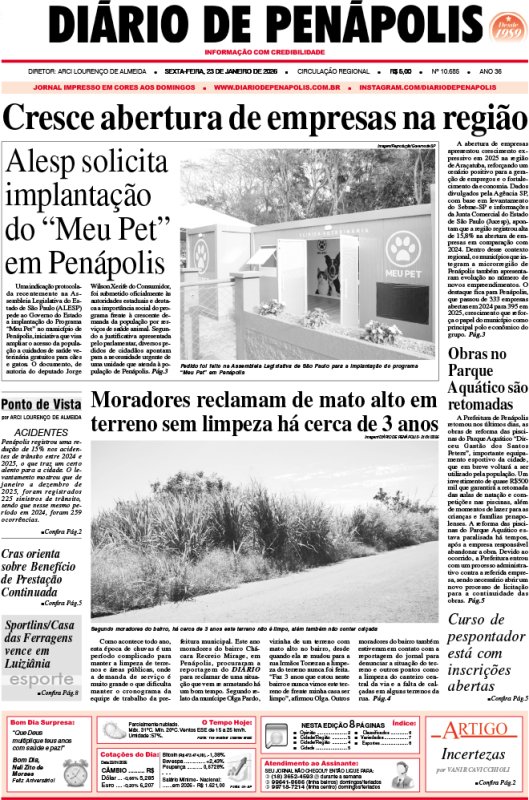 Capa do jornal DIÁRIO impresso desta sexta-feira (23)
