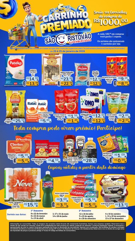 PRINCIPAIS OFERTAS DESTE FIM DE SEMANA DO SÃO CRISTÓVÃO SUPERMERCADOS - 23/01 a 25/01