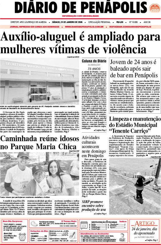 Capa do jornal DIÁRIO impresso deste sábado (24)