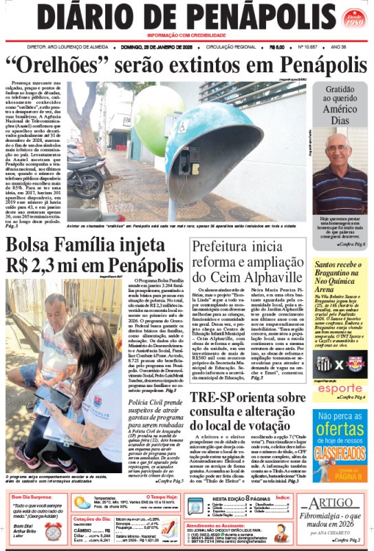Capa do jornal DIÁRIO impresso deste domingo (25)