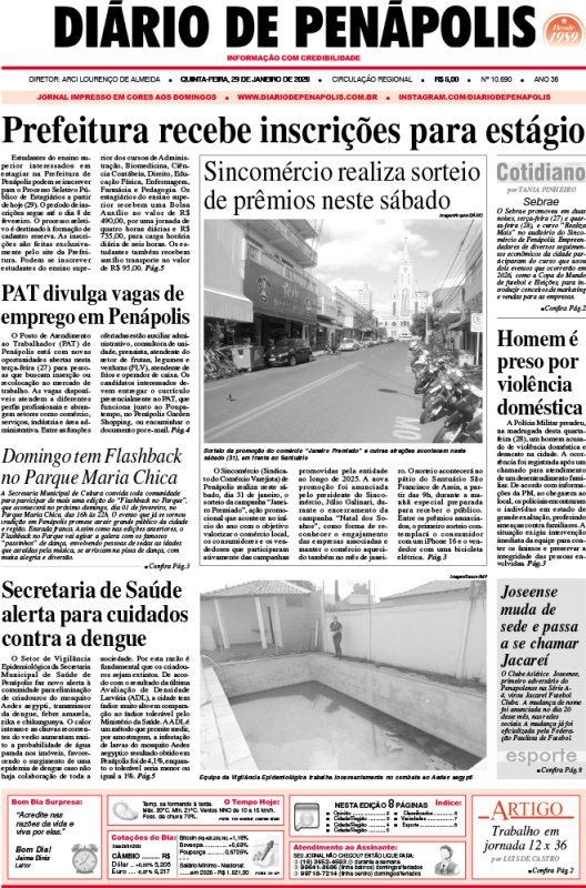 Capa do jornal DIÁRIO impresso desta quinta-feira (29)