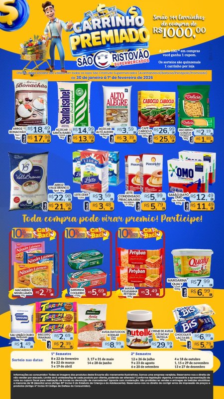 PRINCIPAIS OFERTAS DESTE FIM DE SEMANA DO SÃO CRISTÓVÃO SUPERMERCADOS - 30/01 a 01/02