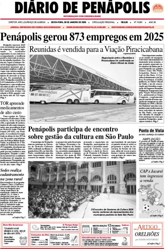 Capa do jornal DIÁRIO impresso desta sexta-feira (30)