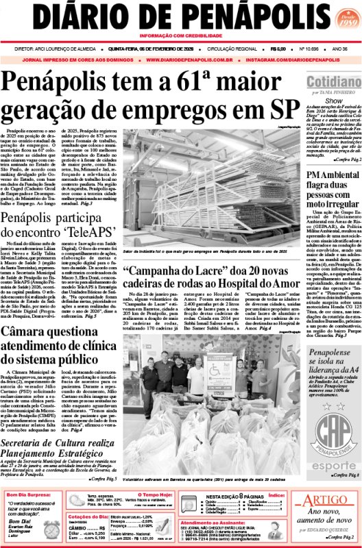 Capa do jornal DIÁRIO impresso desta quinta-feira (05)
