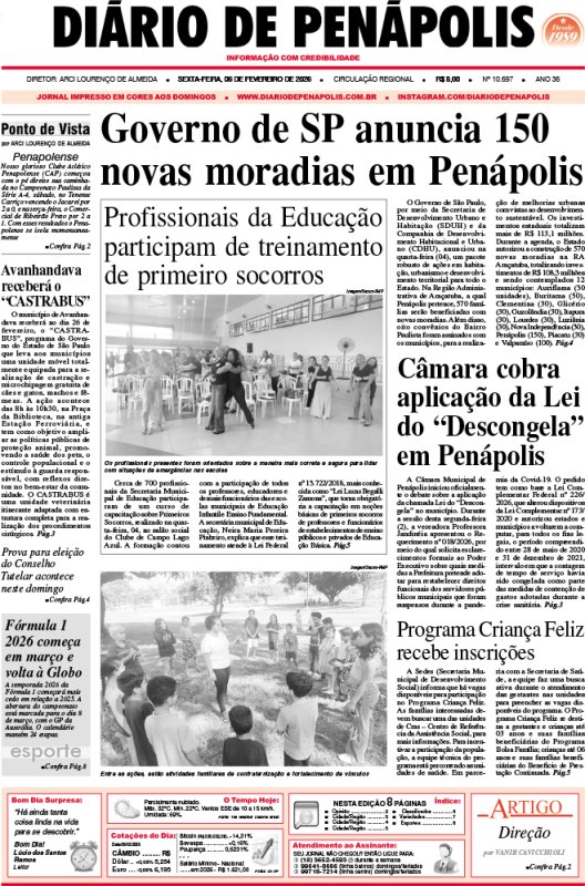 Capa do jornal DIÁRIO impresso desta sexta-feira (06)