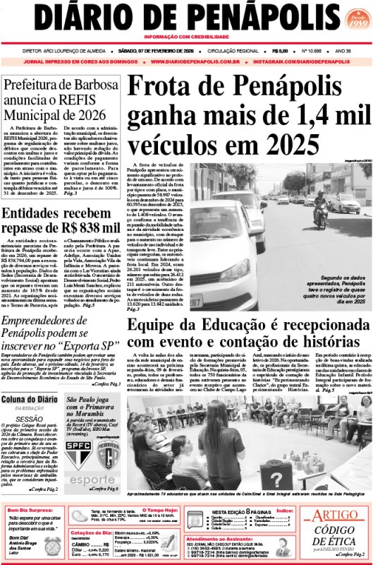 Capa do jornal DIÁRIO impresso deste sábado (07)