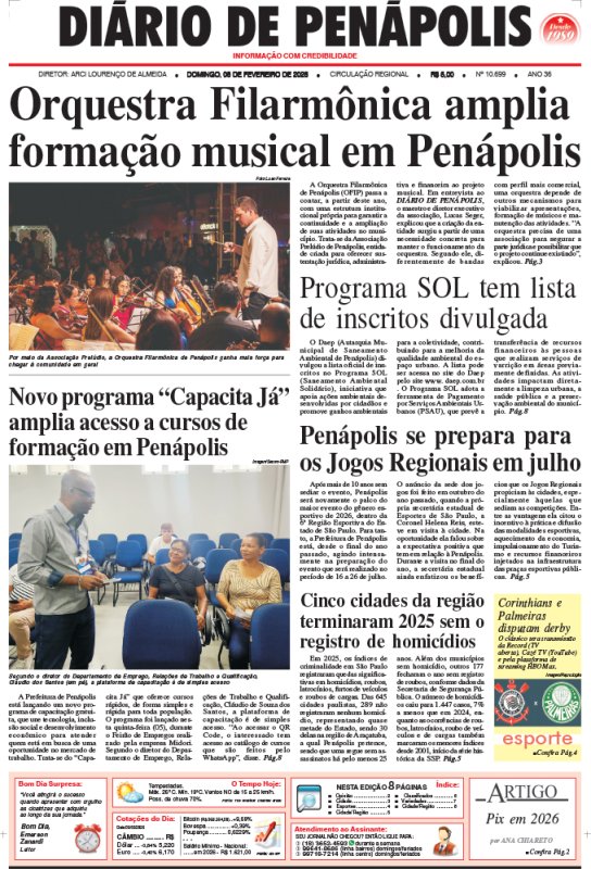 Capa do jornal DIÁRIO impresso deste domingo (08)