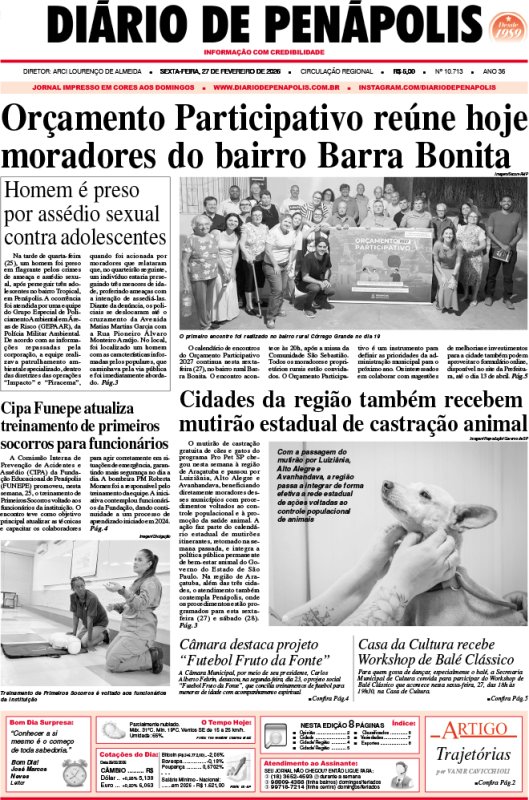 Capa do jornal DIÁRIO impresso desta sexta-feira (27)