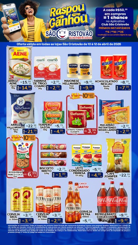 PRINCIPAIS OFERTAS DESTE FIM DE SEMANA DO SÃO CRISTÓVÃO SUPERMERCADOS - 10/04 a 12/04