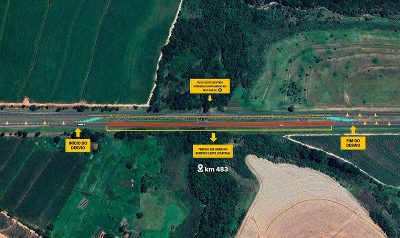 Rodovia Marechal Rondon tem trecho desviado em pista única na ponte do Ribeirão Lajeado