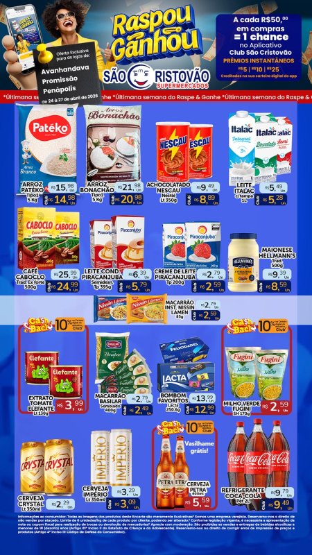 PRINCIPAIS OFERTAS DESTE FIM DE SEMANA DO SÃO CRISTÓVÃO SUPERMERCADOS - 24/04 a 27/04