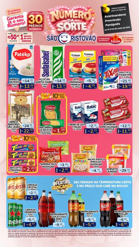 PRINCIPAIS OFERTAS DESTE FIM DE SEMANA DO SÃO CRISTÓVÃO SUPERMERCADOS - 01/05 a 04/05