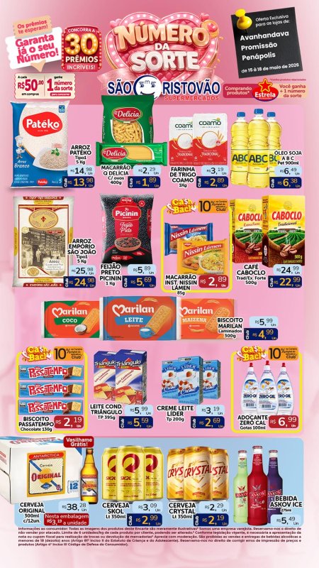 PRINCIPAIS OFERTAS DESTE FIM DE SEMANA DO SÃO CRISTÓVÃO SUPERMERCADOS - 15/05 a 18/05