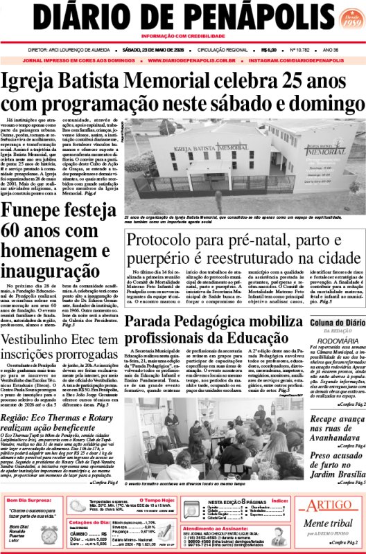 Capa do jornal DIÁRIO impresso deste sábado (23)