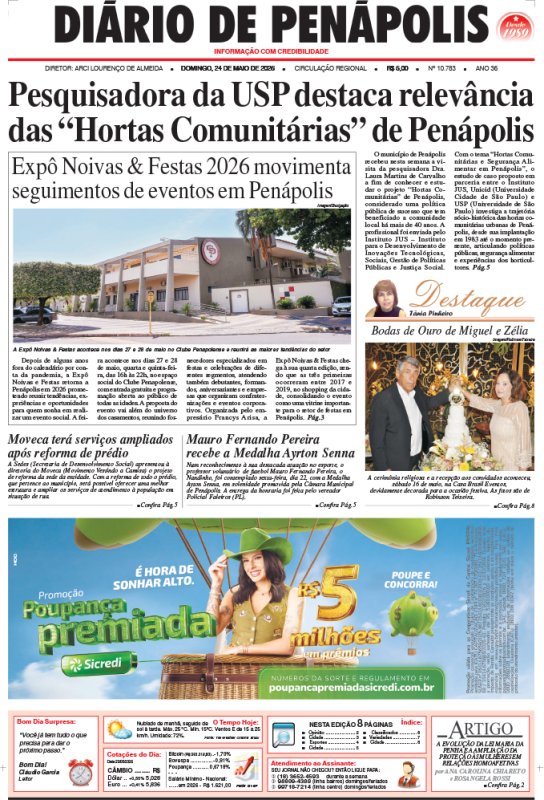 Capa do jornal DIÁRIO impresso deste domingo (24)