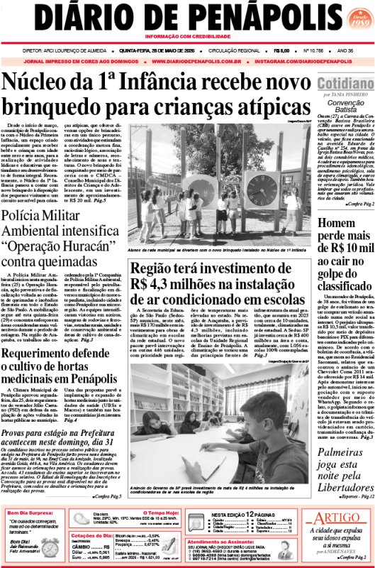 Capa do jornal DIÁRIO impresso desta quinta-feira (28)