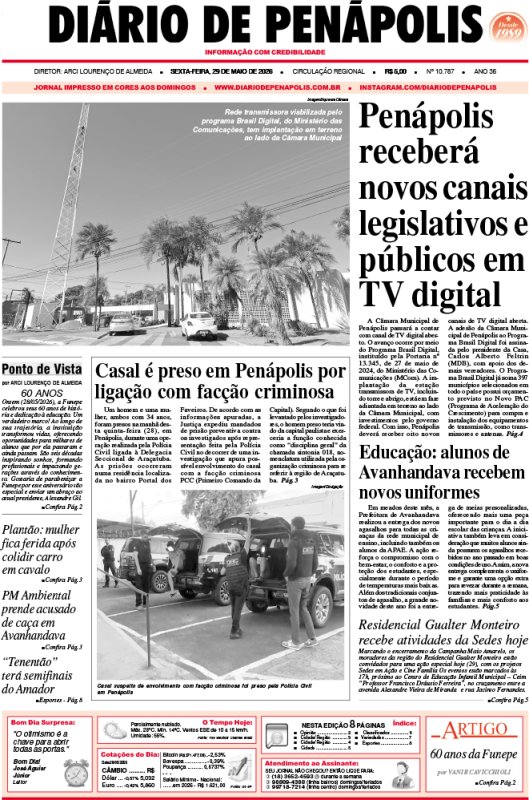 Capa do jornal DIÁRIO impresso desta sexta-feira (29)