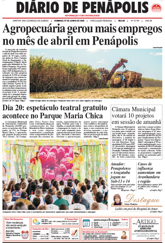 Capa do jornal DIÁRIO impresso deste sábado (07)