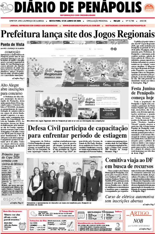Capa do jornal DIÁRIO impresso desta sexta-feira (12)