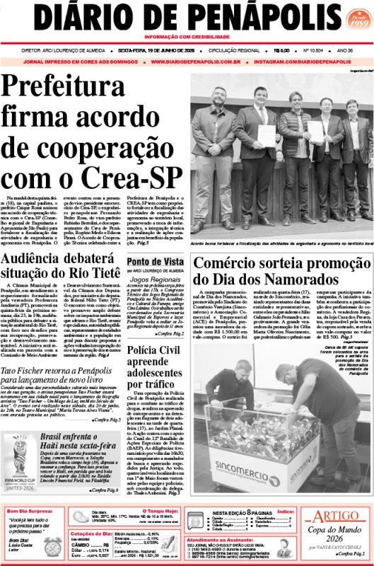 Capa do jornal DIÁRIO impresso desta sexta-feira (19)