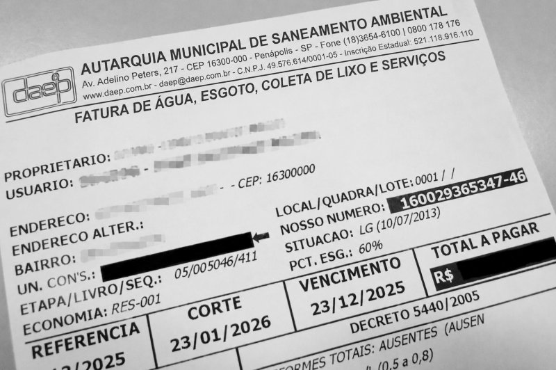 Vencimento: Daep disponibiliza opções de datas para contas de água